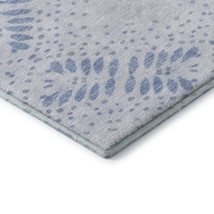HomeRoots 5' X 8' Floral Area Rug in Blue & Ivory - Washable, UV Protected, Durable for Homes with Kids & Pets 664914