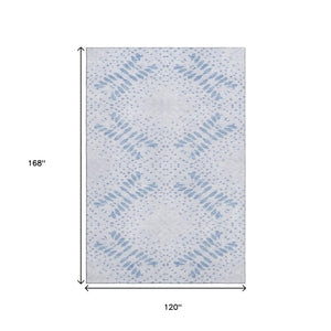 HomeRoots 10' Blue and Ivory Floral Area Rug – Washable, Durable, UV Protected for Elegant Living Spaces 664918
