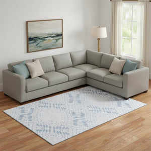 HomeRoots 10' Blue and Ivory Floral Area Rug – Washable, Durable, UV Protected for Elegant Living Spaces 664918