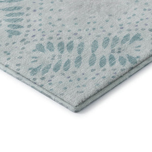 HomeRoots 8' Teal And Ivory Floral Round Rug - Durable, Washable, UV Protected, Ideal for Homes with Kids & Pets 664933