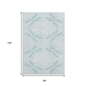 HomeRoots 8' X 10' Teal Floral Area Rug - Washable, UV-Protected, Durable Design for High-Traffic Spaces 664934