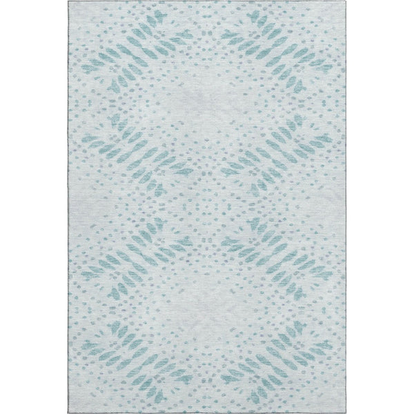 HomeRoots 8' X 10' Teal Floral Area Rug - Washable, UV-Protected, Durable Design for High-Traffic Spaces 664934