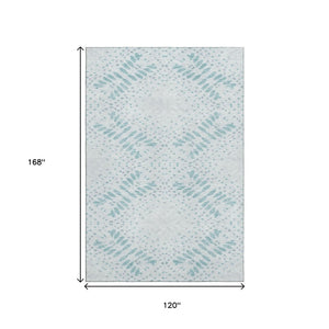 HomeRoots 10' X 14' Teal Floral Area Rug - Washable, UV Protected, Durable for Living Rooms & Family Spaces 664936
