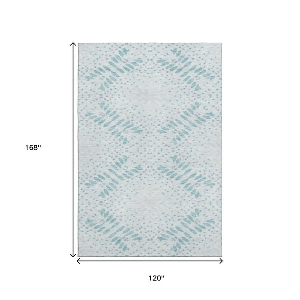 HomeRoots 10' X 14' Teal Floral Area Rug - Washable, UV Protected, Durable for Living Rooms & Family Spaces 664936