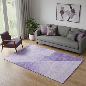 HomeRoots 5' X 8' Modern Purple & Ivory Geometric Area Rug - Washable, UV Protected, Stain Resistant Design 664956