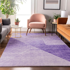 HomeRoots 5' X 8' Modern Purple & Ivory Geometric Area Rug - Washable, UV Protected, Stain Resistant Design 664956