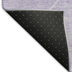 HomeRoots 8' Purple and Ivory Geometric Washable Round Rug - Durable, Stain Resistant, UV Protected Accent Piece 664957