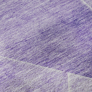 HomeRoots 8' Purple and Ivory Geometric Washable Round Rug - Durable, Stain Resistant, UV Protected Accent Piece 664957