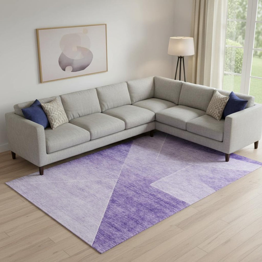 HomeRoots 9' X 12' Purple and Ivory Geometric Area Rug - Washable, Stain Resistant, UV Protected for Durability 664959