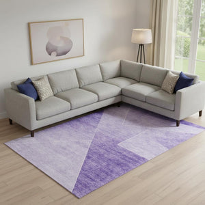 HomeRoots 9' X 12' Purple and Ivory Geometric Area Rug - Washable, Stain Resistant, UV Protected for Durability 664959