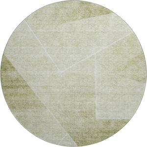 HomeRoots 8' Sage And Ivory Geometric Round Rug – Stylish, Washable, Stain-Resistant with UV Protection for Homes 664963