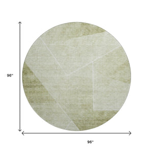 HomeRoots 8' Sage And Ivory Geometric Round Rug – Stylish, Washable, Stain-Resistant with UV Protection for Homes 664963