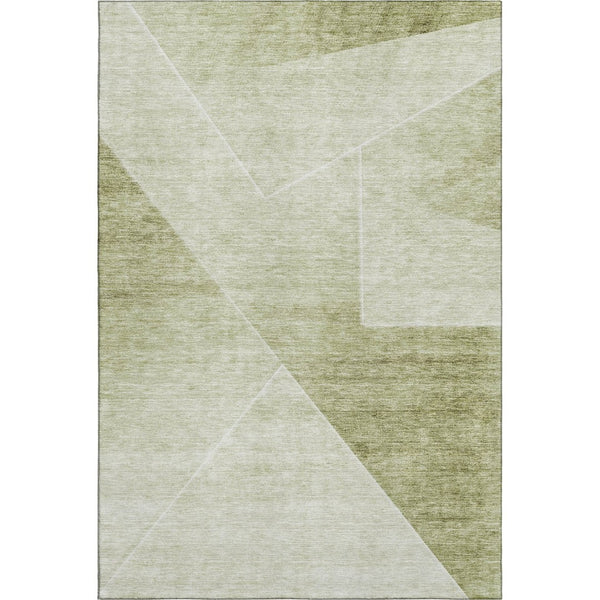HomeRoots 8' X 10' Sage and Ivory Geometric Area Rug - Washable, Stain-Resistant, UV Protected for High-Traffic Areas 664964