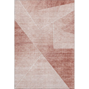 HomeRoots 5' X 8' Salmon and Ivory Geometric Area Rug – Washable, UV-Protected, Perfect for High-Traffic Spaces 664968