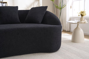 English Elm Ly-049s Curved Chenille Loveseat with Boneless Frame for Modern Living Spaces Black W2231P402442