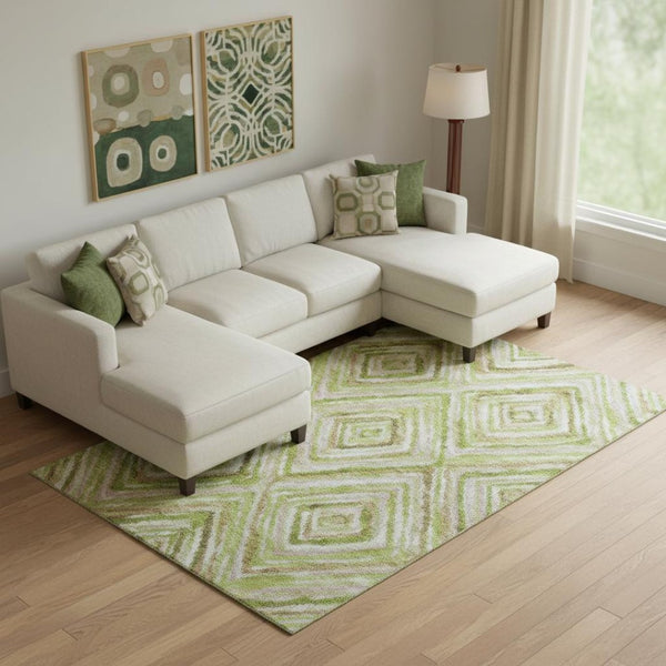 HomeRoots 8' X 10' Geometric Washable Area Rug - Durable, Stylish, Stain-Resistant with UV Protection for Homes 664988