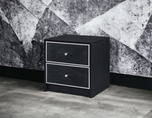 English Elm Jabir Modern Black & Silver Accent Table with Two Drawers, Composite Wood Storage, Sleek Design B2726P243246