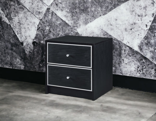 English Elm Jabir Modern Black & Silver Accent Table with Two Drawers, Composite Wood Storage, Sleek Design B2726P243246
