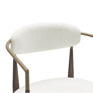 English Elm Christopher Knight Home® - Low Back Upholstered Dining Chair with Gold-Trim Iron Frame, Curved Open Backrest, Plush Comfort White+Gold N771P249346J