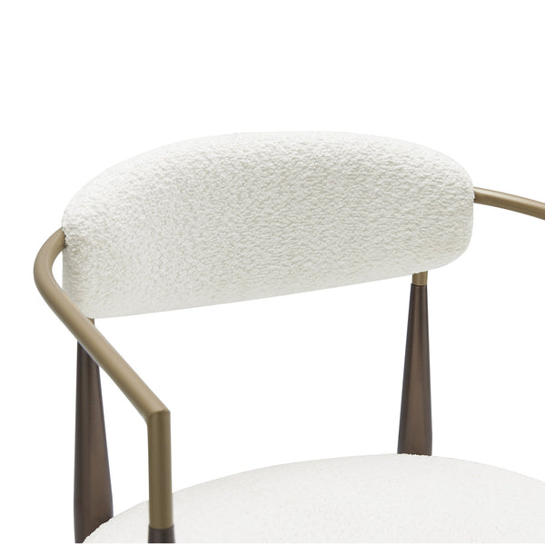 English Elm Christopher Knight Home® - Low Back Upholstered Dining Chair with Gold-Trim Iron Frame, Curved Open Backrest, Plush Comfort White+Gold N771P249346J