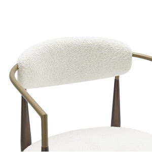 English Elm Dining Arm Chairs Set of 2 Gold Accent Iron Frame Upholstered Modern Minimalist White+Gold N771P392272J