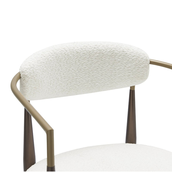 English Elm Dining Arm Chairs Set of 2 Gold Accent Iron Frame Upholstered Modern Minimalist White+Gold N771P392272J