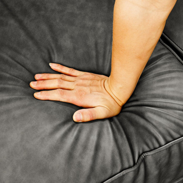 English Elm Chesterfield Linen Tufted 3-Seater Sofa with Scrolled Arms and Nailhead Trim, Durable Plywood Frame Dark Gray W1413S00095