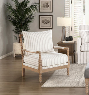 English Elm Classic Three Piece Living Room Set with Striped Fabric Sofa Loveseat and Accent Chair B011S01553