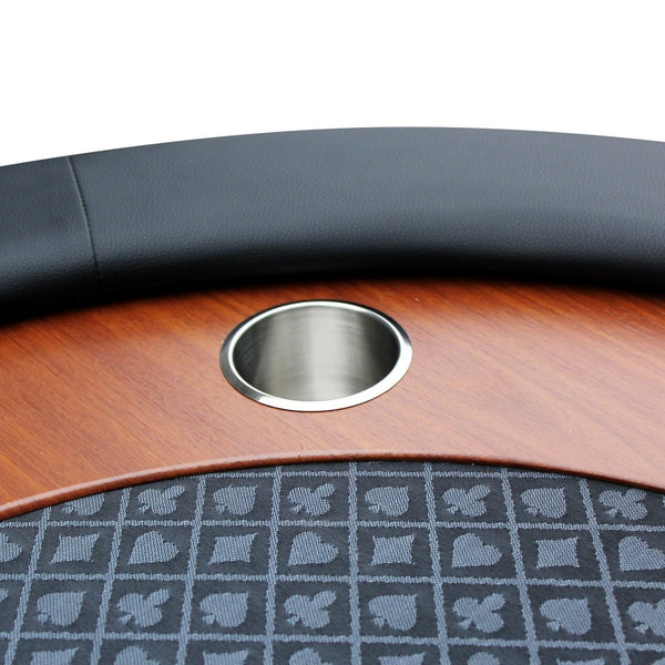 English Elm 96" Oval Poker Table Seats 10 with Speed Felt Surface Stainless Steel Cup Holders Black W2748S00048