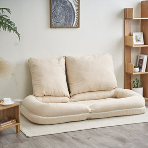 English Elm Triple Fold Down Sofa Bed Beige Metal - Compressed Pack, Thick Cushions, Adjustable Back, Versatile Use W244P186309