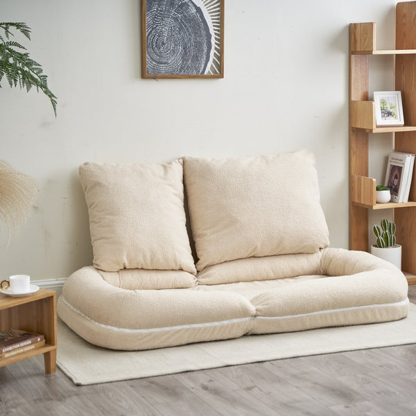 English Elm Triple Fold Down Sofa Bed Beige Metal - Compressed Pack, Thick Cushions, Adjustable Back, Versatile Use W244P186309