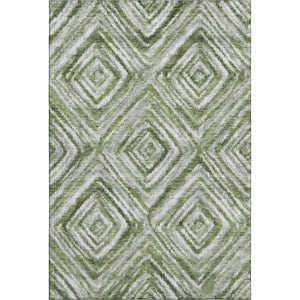 HomeRoots 8' X 10' Contemporary Artichoke Green and Gray Geometric Washable Area Rug with UV Protection 665000