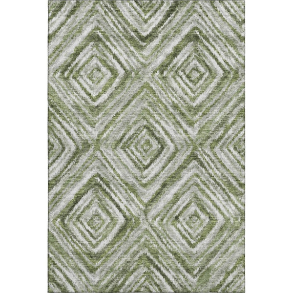 HomeRoots 8' X 10' Contemporary Artichoke Green and Gray Geometric Washable Area Rug with UV Protection 665000