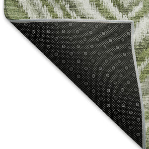 HomeRoots 8' X 10' Contemporary Artichoke Green and Gray Geometric Washable Area Rug with UV Protection 665000