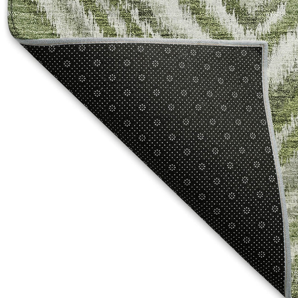 HomeRoots 8' X 10' Contemporary Artichoke Green and Gray Geometric Washable Area Rug with UV Protection 665000