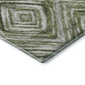 HomeRoots 8' X 10' Contemporary Artichoke Green and Gray Geometric Washable Area Rug with UV Protection 665000