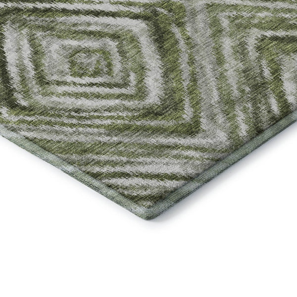 HomeRoots 8' X 10' Contemporary Artichoke Green and Gray Geometric Washable Area Rug with UV Protection 665000