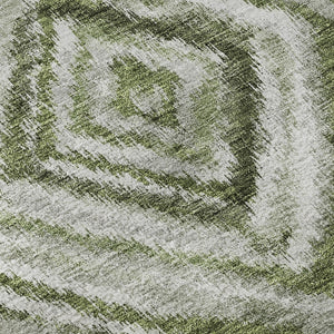HomeRoots 8' X 10' Contemporary Artichoke Green and Gray Geometric Washable Area Rug with UV Protection 665000