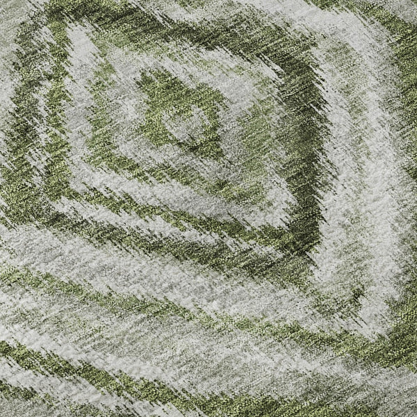 HomeRoots 8' X 10' Contemporary Artichoke Green and Gray Geometric Washable Area Rug with UV Protection 665000