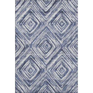 HomeRoots 10' Blue Ivory and Gray Geometric Washable Area Rug - Durable, Stain-Resistant, UV-Protected Design! 665014