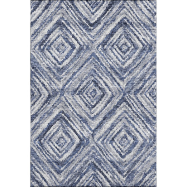 HomeRoots 10' Blue Ivory and Gray Geometric Washable Area Rug - Durable, Stain-Resistant, UV-Protected Design! 665014