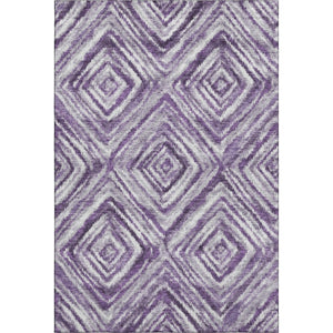 HomeRoots 5' X 8' Stylish Purple Ivory Gray Geometric Area Rug - Washable, UV-Protected & Pet-Friendly Design 665028
