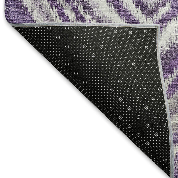 HomeRoots 5' X 8' Stylish Purple Ivory Gray Geometric Area Rug - Washable, UV-Protected & Pet-Friendly Design 665028