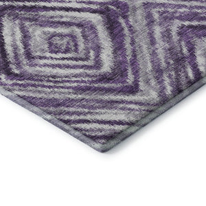HomeRoots 5' X 8' Stylish Purple Ivory Gray Geometric Area Rug - Washable, UV-Protected & Pet-Friendly Design 665028