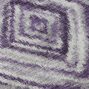 HomeRoots 5' X 8' Stylish Purple Ivory Gray Geometric Area Rug - Washable, UV-Protected & Pet-Friendly Design 665028