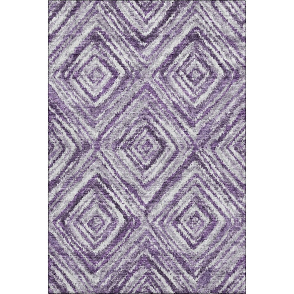HomeRoots 9' X 12' Stylish Purple Ivory Gray Washable Area Rug with UV Protection for Modern Homes & Families 665031