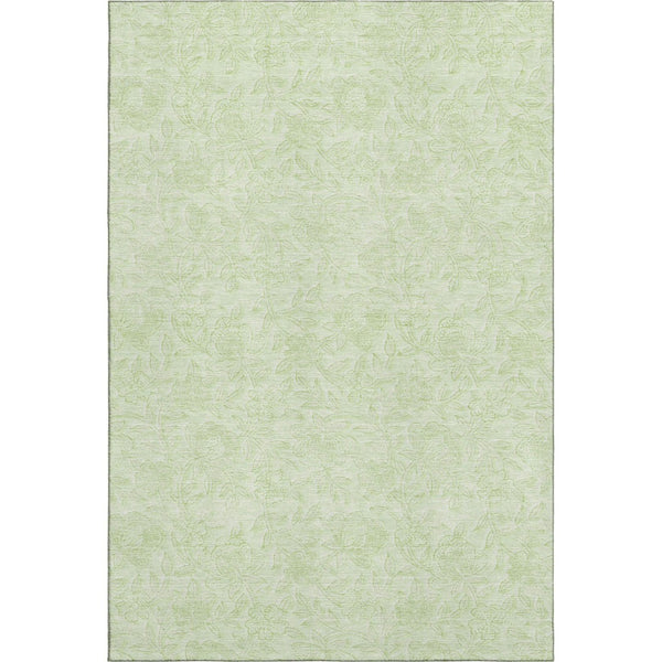 HomeRoots 5' Artichoke Green & Ivory Floral Area Rug – Washable, UV Protected, Durable for Family Homes 665040