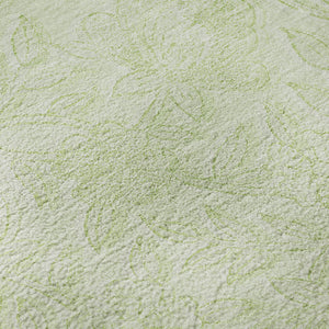 HomeRoots 5' Artichoke Green & Ivory Floral Area Rug – Washable, UV Protected, Durable for Family Homes 665040