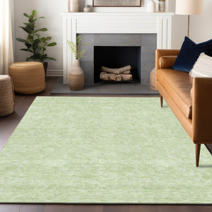 HomeRoots 5' Artichoke Green & Ivory Floral Area Rug – Washable, UV Protected, Durable for Family Homes 665040