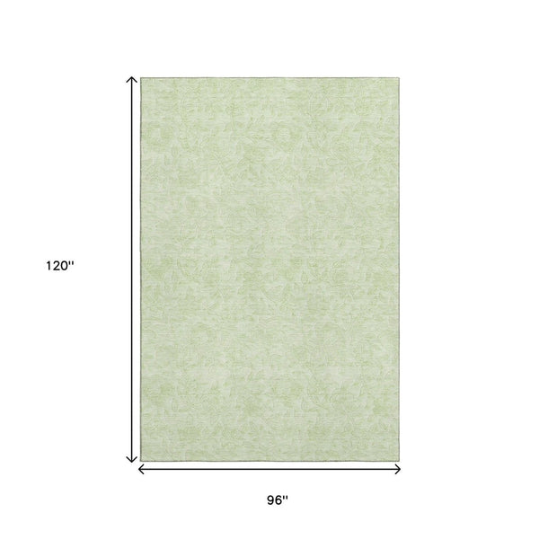 HomeRoots 8' X 10' Floral Artichoke Green Area Rug – Washable, UV-Protected, Stain-Resistant & Durable Style 665042